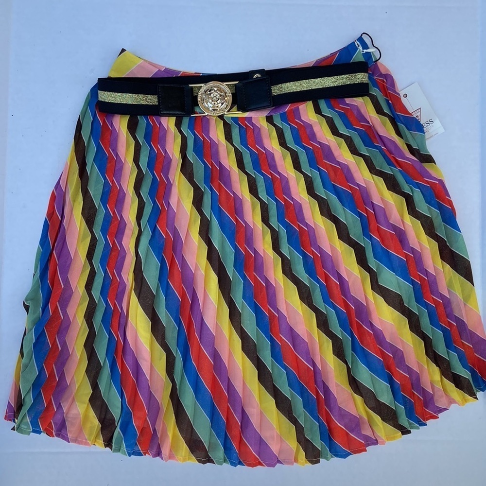 New GUESS Pleated Rainbow Skirt SZ 27